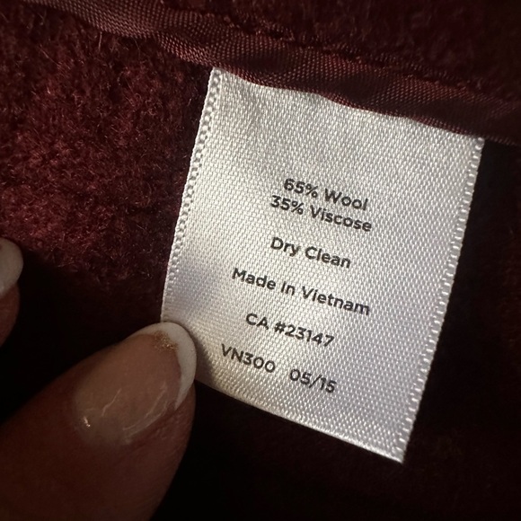 Talbots Long Duster Jacket Coat Crepe Textured Wool Blend Cranberry Size 16 - Picture 11 of 12